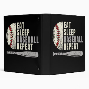 Eat Sleep Baseball Repeat Funny Baseball Player 3 Ring Binder