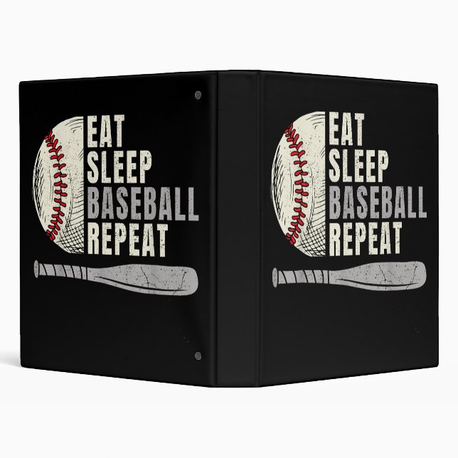 Eat Sleep Baseball Repeat Funny Baseball Player 3 Ring Binder (Background)