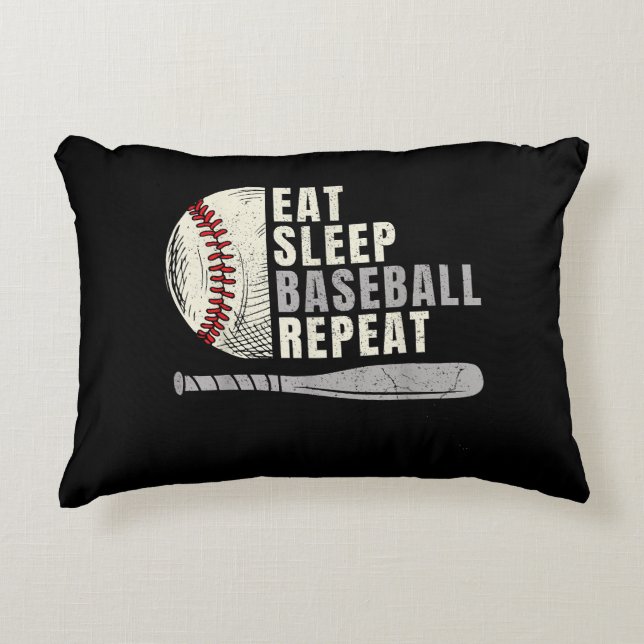 Eat Sleep Baseball Repeat Funny Baseball Player  Accent Pillow (Front)
