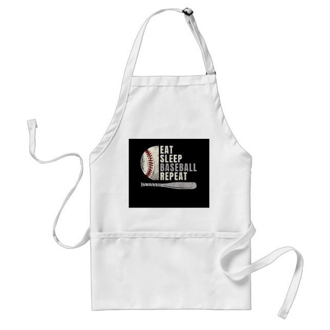 Eat Sleep Baseball Repeat Funny Baseball Player  Adult Apron (Front)
