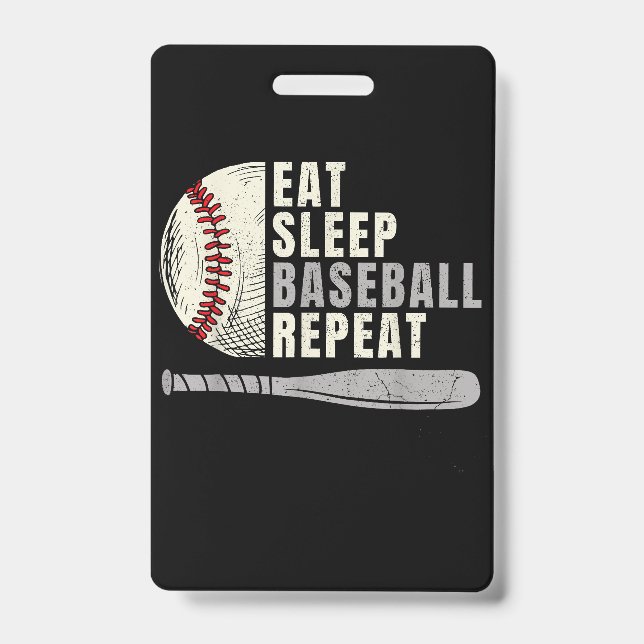 Eat Sleep Baseball Repeat Funny Baseball Player Badge (Front)