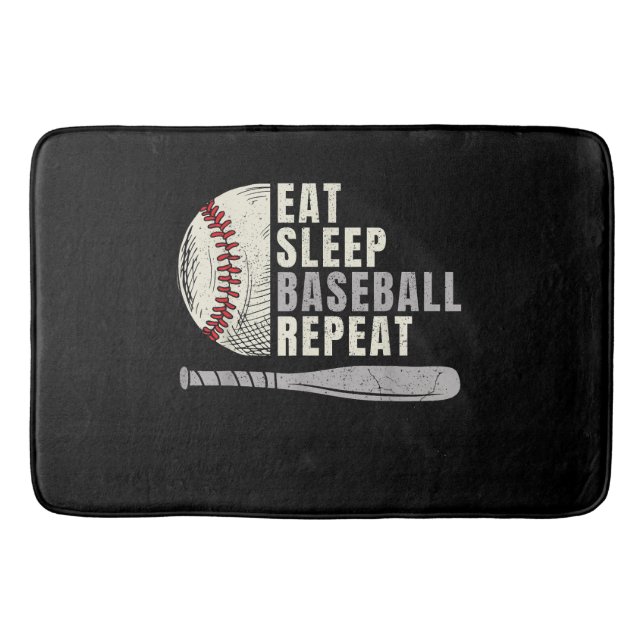 Eat Sleep Baseball Repeat Funny Baseball Player  Bath Mat (Front)