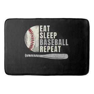Eat Sleep Baseball Repeat Funny Baseball Player Bath Mat