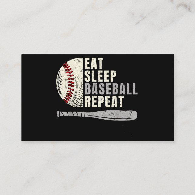 Eat Sleep Baseball Repeat Funny Baseball Player Business Card (Front)
