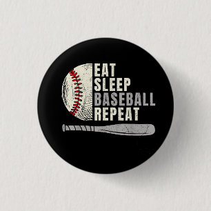 Eat Sleep Baseball Repeat Funny Baseball Player Button