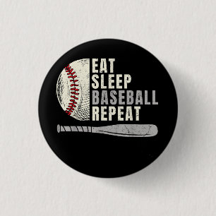 Eat Sleep Baseball Repeat Funny Baseball Player Button