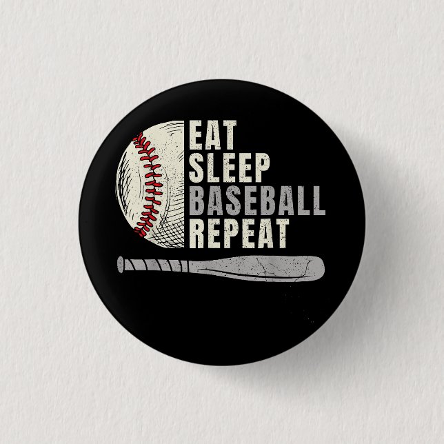 Eat Sleep Baseball Repeat Funny Baseball Player  Button (Front)