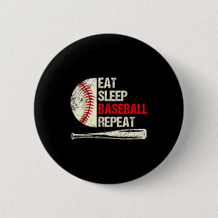 Eat Sleep Baseball Repeat Funny Baseball Player Button