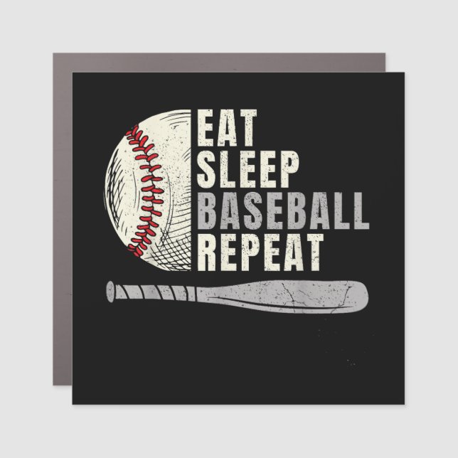 Eat Sleep Baseball Repeat Funny Baseball Player  Car Magnet (Front)