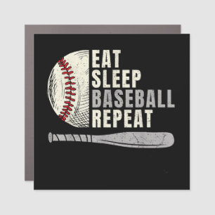 Eat Sleep Baseball Repeat Funny Baseball Player Car Magnet