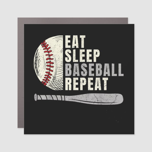 Eat Sleep Baseball Repeat Funny Baseball Player Car Magnet (Front)