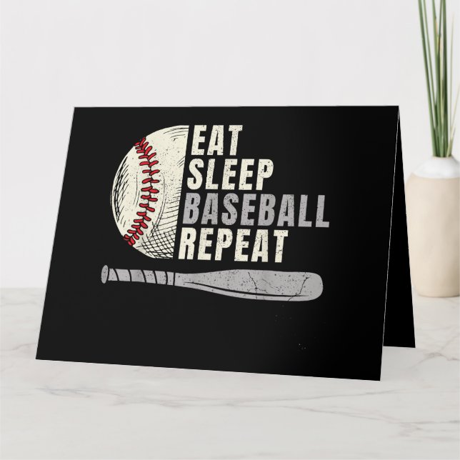 Eat Sleep Baseball Repeat Funny Baseball Player  Card (Front)