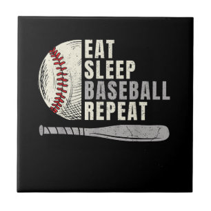 Eat Sleep Baseball Repeat Funny Baseball Player  Ceramic Tile