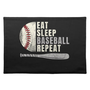 Eat Sleep Baseball Repeat Funny Baseball Player Cloth Placemat