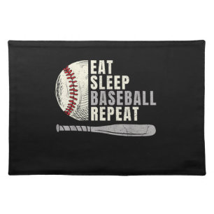 Eat Sleep Baseball Repeat Funny Baseball Player Cloth Placemat