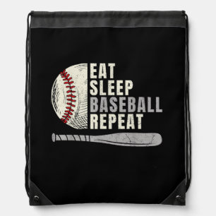 Eat Sleep Baseball Repeat Funny Baseball Player Drawstring Bag