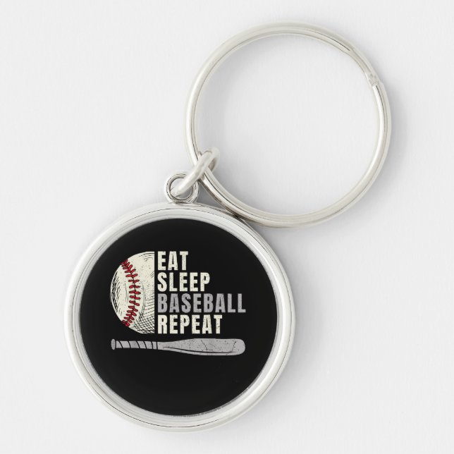 Eat Sleep Baseball Repeat Funny Baseball Player Ea Keychain (Front)