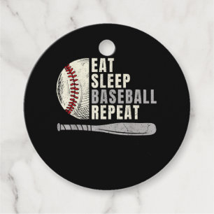 Eat Sleep Baseball Repeat Funny Baseball Player Favor Tags