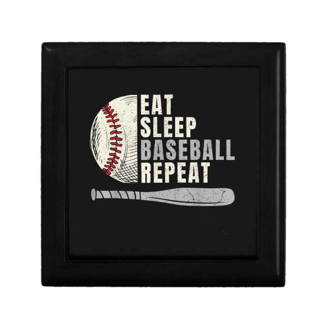 Eat Sleep Baseball Repeat Funny Baseball Player Gift Box (Front)
