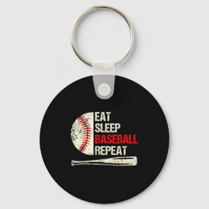 Eat Sleep Baseball Repeat Funny Baseball Player Keychain