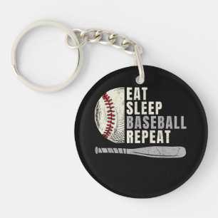 Eat Sleep Baseball Repeat Funny Baseball Player  Keychain
