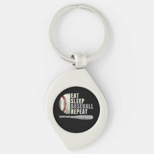 Eat Sleep Baseball Repeat Funny Baseball Player Keychain