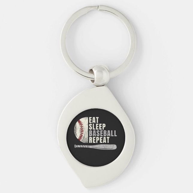 Eat Sleep Baseball Repeat Funny Baseball Player  Keychain (Front)