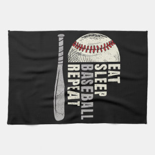 Eat Sleep Baseball Repeat Funny Baseball Player Kitchen Towel