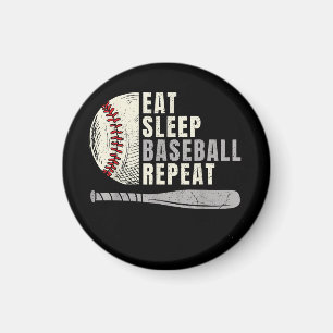 Eat Sleep Baseball Repeat Funny Baseball Player Magnet
