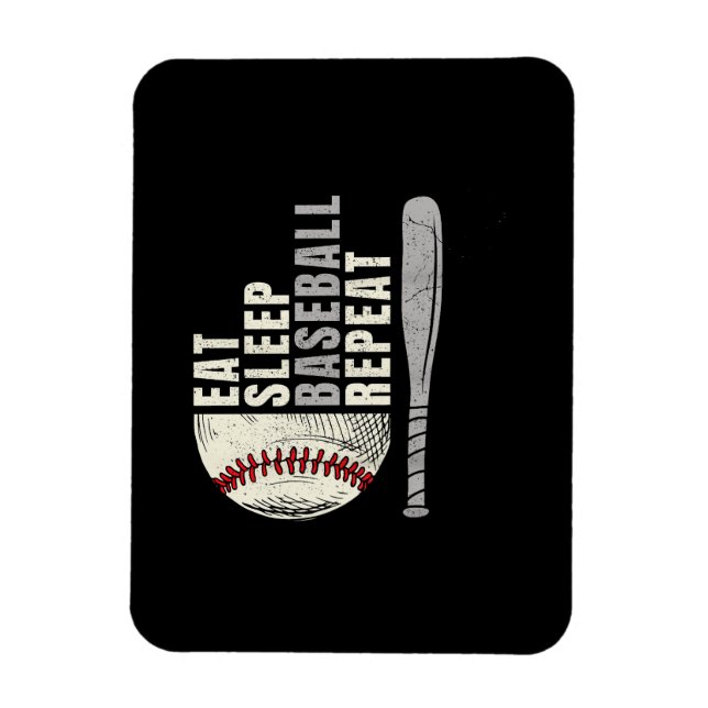 Eat Sleep Baseball Repeat Funny Baseball Player Magnet (Vertical)