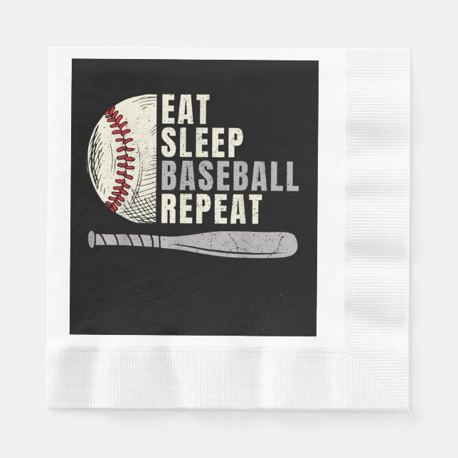 Eat Sleep Baseball Repeat Funny Baseball Player Napkins (Front)