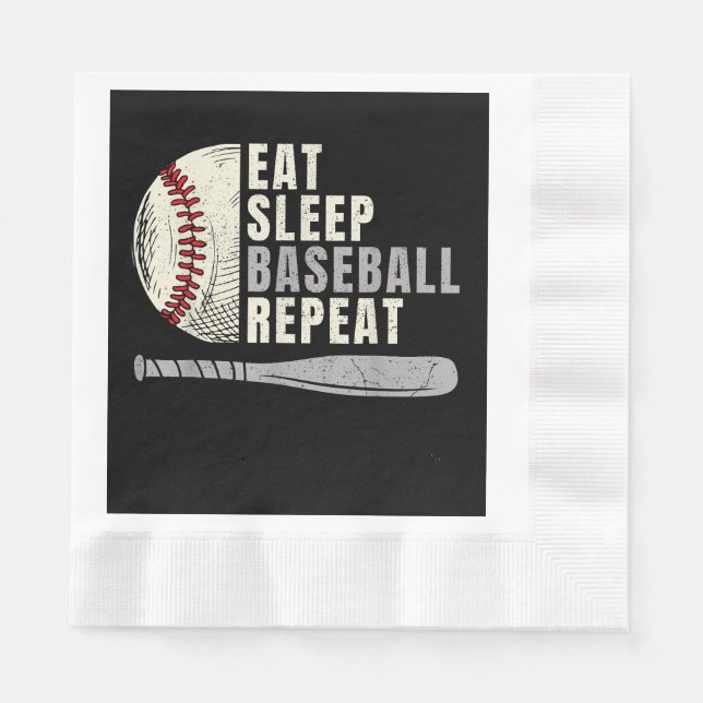Eat Sleep Baseball Repeat Funny Baseball Player  Napkins (Front)