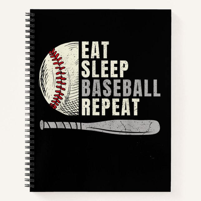 Eat Sleep Baseball Repeat Funny Baseball Player  Notebook (Front)