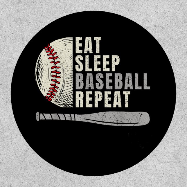 Eat Sleep Baseball Repeat Funny Baseball Player Patch (Front)