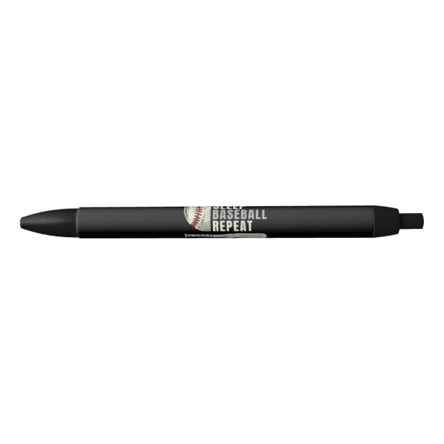 Eat Sleep Baseball Repeat Funny Baseball Player Pen (Front)