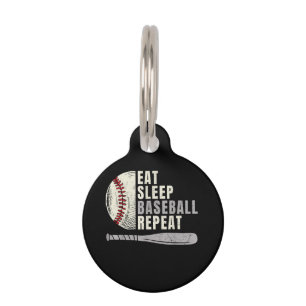 Eat Sleep Baseball Repeat Funny Baseball Player Pet ID Tag