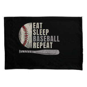 Eat Sleep Baseball Repeat Funny Baseball Player  Pillow Case