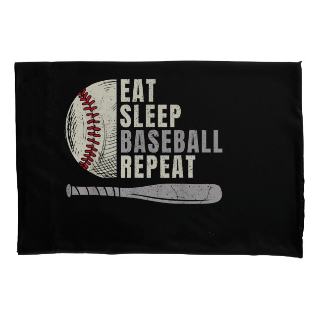 Eat Sleep Baseball Repeat Funny Baseball Player Pillow Case (Front)