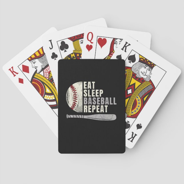 Eat Sleep Baseball Repeat Funny Baseball Player  Poker Cards (Back)