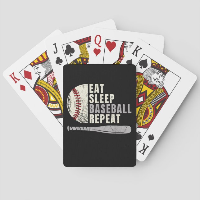 Eat Sleep Baseball Repeat Funny Baseball Player Poker Cards (Back)