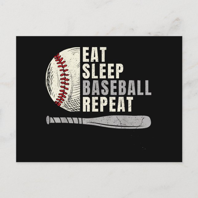 Eat Sleep Baseball Repeat Funny Baseball Player Postcard (Front)