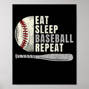 Eat Sleep Baseball Repeat Funny Baseball Player  Poster
