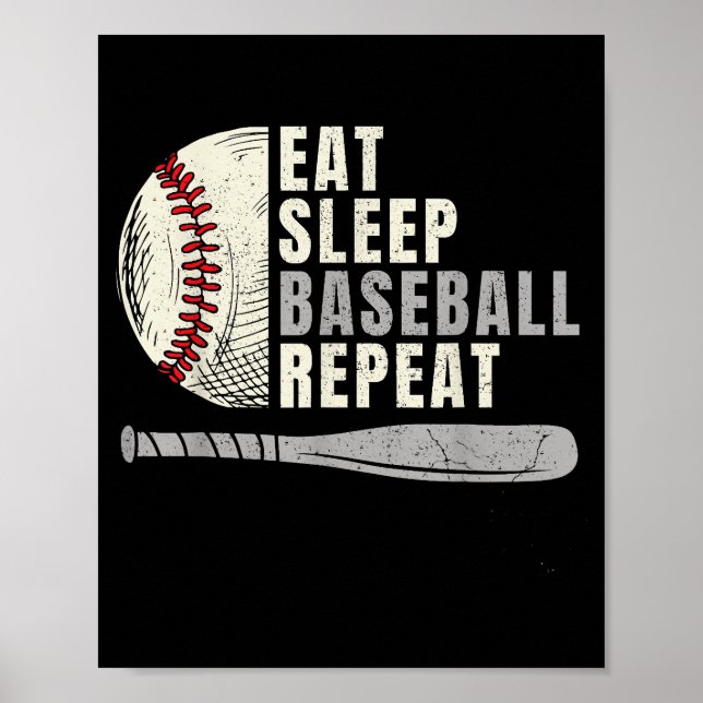 Eat Sleep Baseball Repeat Funny Baseball Player  Poster (Front)