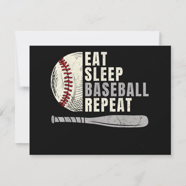 Eat Sleep Baseball Repeat Funny Baseball Player  RSVP Card (Front)