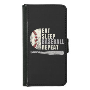 Eat Sleep Baseball Repeat Funny Baseball Player Samsung Galaxy S5 Wallet Case