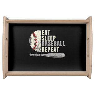Eat Sleep Baseball Repeat Funny Baseball Player Serving Tray