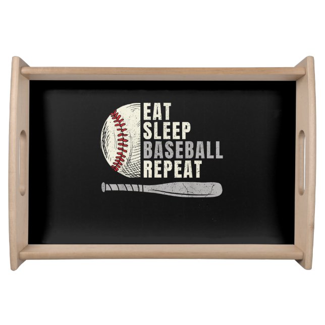 Eat Sleep Baseball Repeat Funny Baseball Player  Serving Tray (Front)
