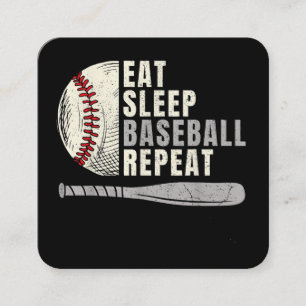 Eat Sleep Baseball Repeat Funny Baseball Player Square Business Card