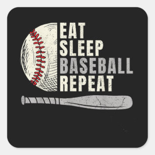 Eat Sleep Baseball Repeat Funny Baseball Player Square Sticker