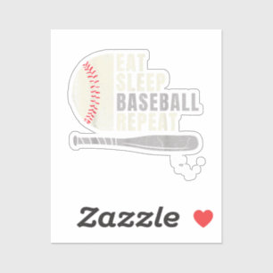 Eat Sleep Baseball Repeat Funny Baseball Player Sticker